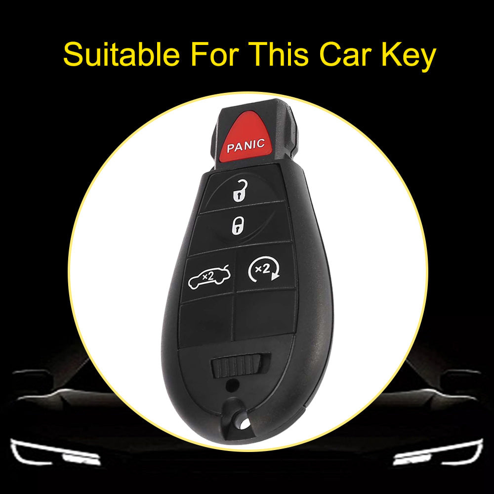 JEC9T1 White-Gold Plating TPU Car Key Case Cover for Dodge Challenger Charger Magnum Journey Ram Jeep Commander Grand Cherokee Chrysler 300