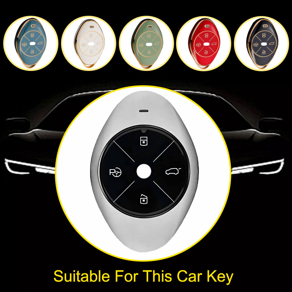 XPB1T1 White-Gold Plating TPU Car Key Case Cover for Xiaopeng G3 460 P7 520