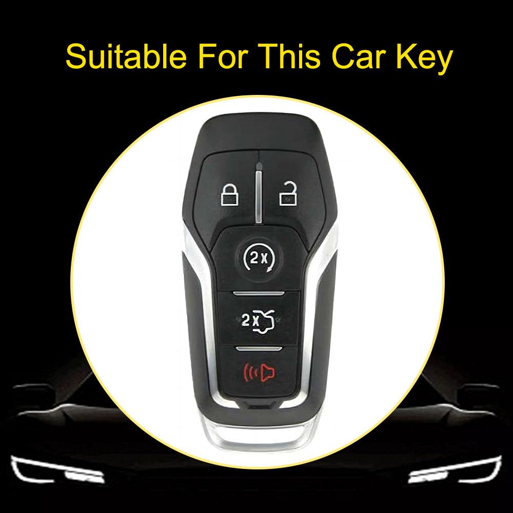 FOC2T1 White-Gold Plating Soft Tpu Car Key Case Fob Cover for Ford Fusion Mondeo Mustang F-150 Explorer Edge 2015 2016 2017 2018 Car Accessories