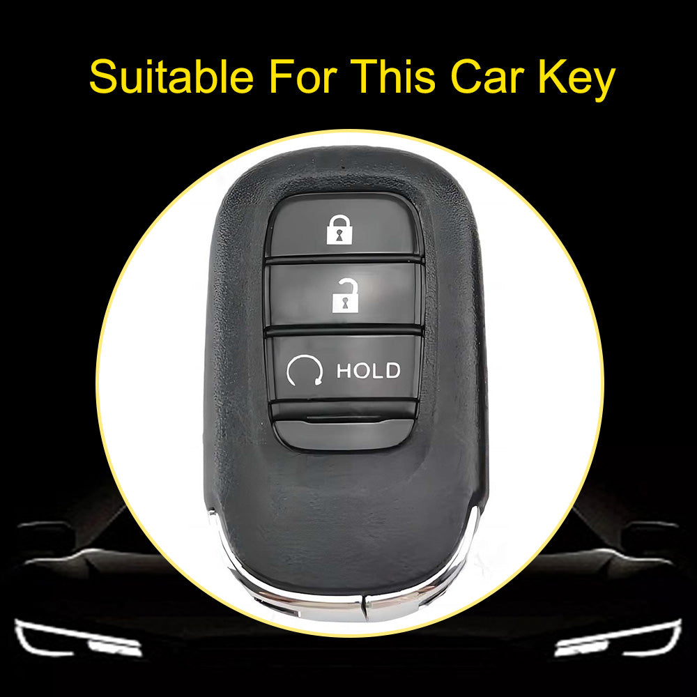 HOB3T1 Black-Gold Plating Car Key Cover TPU Remote Key Fob Cover 4-button Car Key Case Protective Accessories Suitable for Honda Accord Civic HR-V CR-V Pilot Odyssey