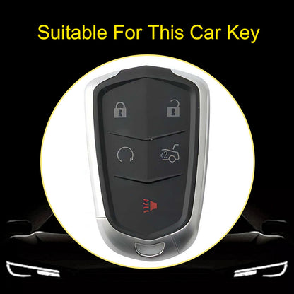 CAA2T1 Light Blue-Silver Plating Car Key Cover Suitable for Cadillac Keycase Xt5 Xt4 Xt6 Ct5 Ct6 Ct4 Xts Shell Atsl Car Key Bag keychain