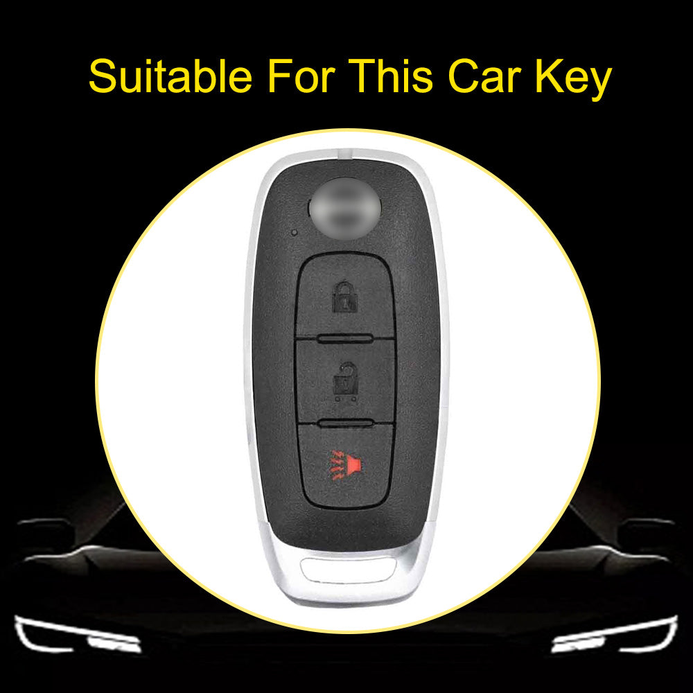 NIA5T1 Black-Silver Plating TPU Car Key Cover Key Fob Holder Suitable for Nissan Sylphy Bluebird Teana X-Trail Murano GTR