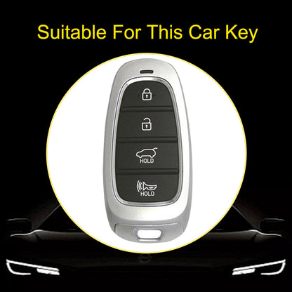 HYE7T1 White-Gold Plating TPU Car Key Case Cover for Hyundai Santa Fe Tucson 2022 NEXO NX4 Atos Prime Solaris 2021