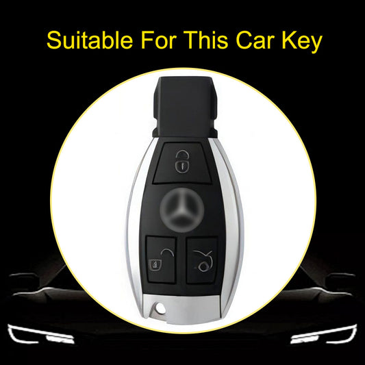 MEC1T1 Light Blue-Gold Plating Car Key Cover Premium Soft TPU Car Key Case Cover Shell for Mercedes Benz C260L C200L A180L GLC260 GLA E300l CLASS Key Rings Keychain Bag