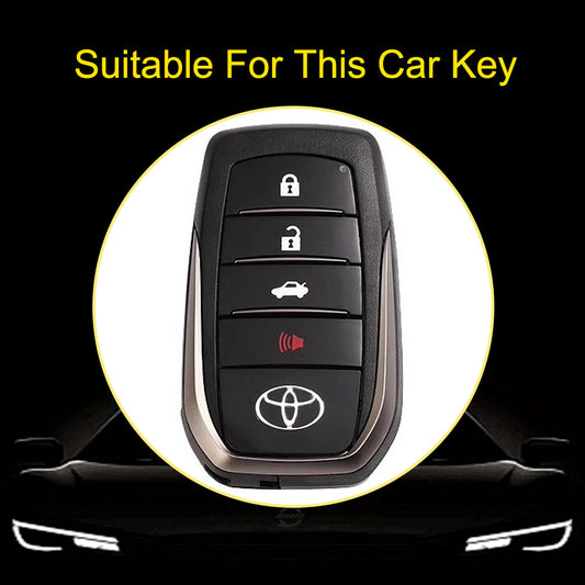 TOC6T1 Black-Silver Plating TPU Car Key Case Cover Fob for Toyota Corolla RAV4 CHR Camry Crown Auris Land Cruiser 200 Prado Protector Shell Accessories
