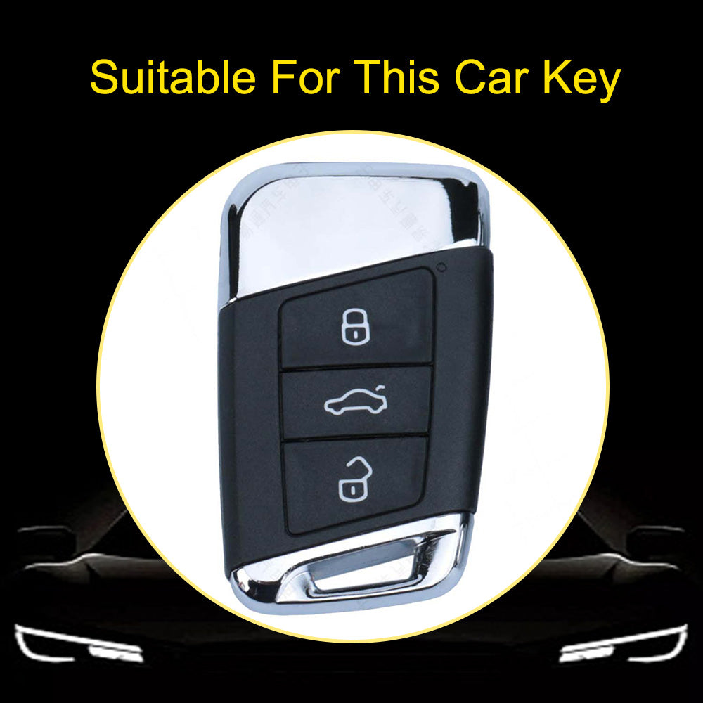 VOD1T1 White-Silver Plating Car Key Cover For VW Polo Lavda Jetta Beetle Passat B5 B6 B7 Bora Santana Tiguan Car Key Cover