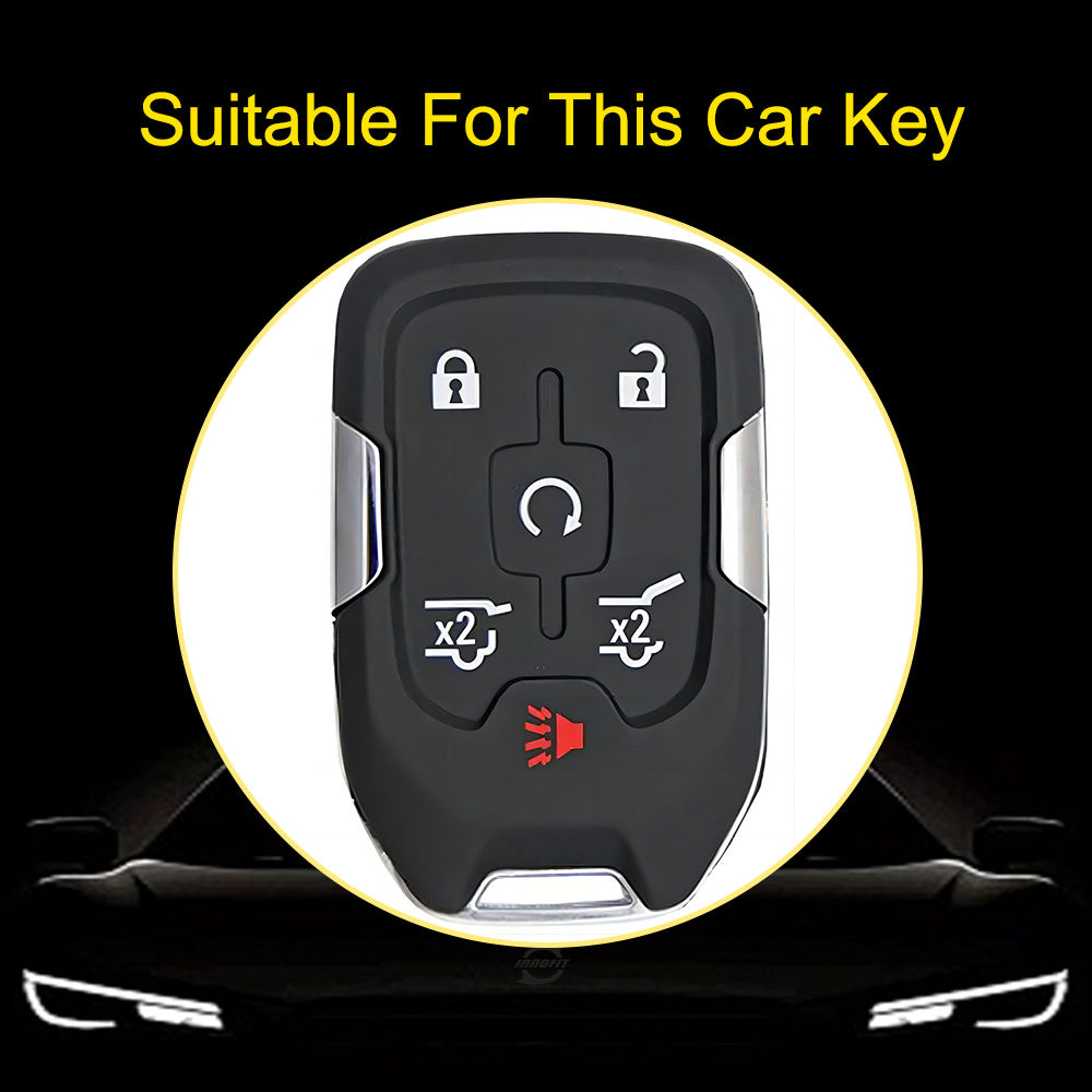CEB2T1 White-Silver Plating TPU Car Key Case Cover for Chevrolet Colorad Silverado GMC Sierra 1500