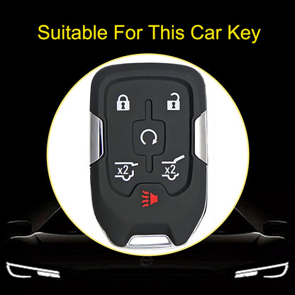 CEB2T1 White-Silver Plating TPU Car Key Case Cover for Chevrolet Colorad Silverado GMC Sierra 1500