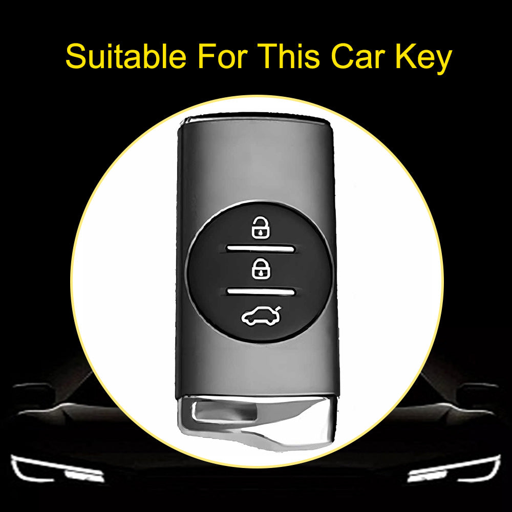 CRD1T1 Black-Gold Plating Car Key Cover TPU Car Key Case Cover for Chery Tiggo 7 Pro 8 Pro Exeed Tiggo 2 3x Arrizo 5 Pro Gx 5x EQ7 Keyless Protector Shell Accessories