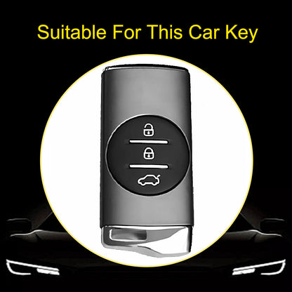 CRD1T1 Black-Gold Plating Car Key Cover TPU Car Key Case Cover for Chery Tiggo 7 Pro 8 Pro Exeed Tiggo 2 3x Arrizo 5 Pro Gx 5x EQ7 Keyless Protector Shell Accessories
