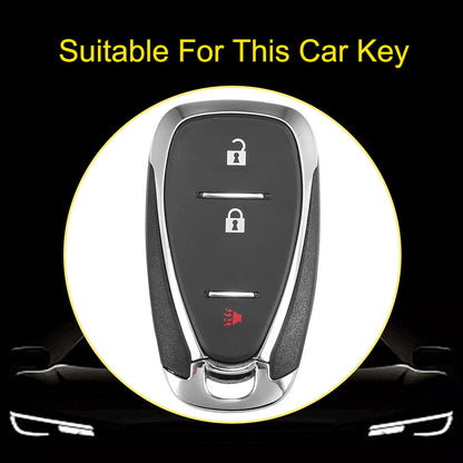 CEA1T1 Black-Metal Gray Plating New Soft TPU Car Key Case Cover for Chevrolet Chevy Malibu Camaro Cruze Traverse Sonic Volt Bolt Equinox