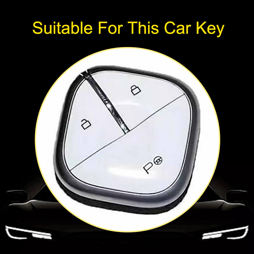 WUG1T1 Black-Gold Plating Car Key Cover Soft TPU Car Key Case Cover Shell Sleeve for SGMW WULING Airev Baojun KiWiEV Bingguo SUNSHINE MINI EV Key Rings Keychain Bag