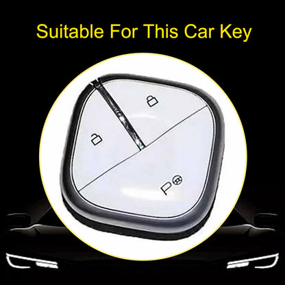 WUG1T1 Black-Gold Plating Car Key Cover Soft TPU Car Key Case Cover Shell Sleeve for SGMW WULING Airev Baojun KiWiEV Bingguo SUNSHINE MINI EV Key Rings Keychain Bag