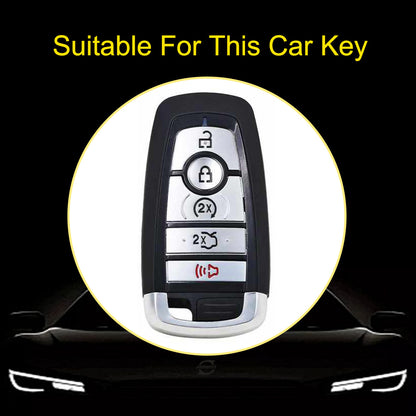 FOB4T1 Black-Silver Plating Car Key Cover Car Key Case Cover for Ford Fiesta Mk8 MK3 MK7 Puma Focus 2 3 MK3 Mk4 Mondeo Mk5 Mk4 Explorer Ecosport Kuga C MAX Bronco Mustang