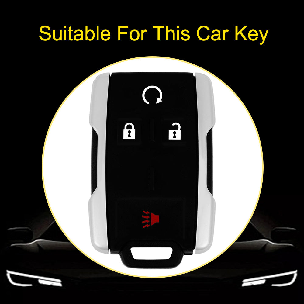 CEC1T1 Granny Grey-Gold Plating New Car Key Cover Case Fob for Chevrolet Suburban Silverado GMC Terrain Yukon Tahoe Sierra Smart Auto Accessories Key Ring