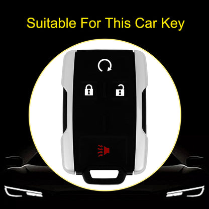 CEC1T1 Granny Grey-Gold Plating New Car Key Cover Case Fob for Chevrolet Suburban Silverado GMC Terrain Yukon Tahoe Sierra Smart Auto Accessories Key Ring