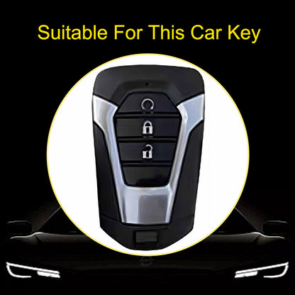 LSB1T1 White-Silver Plating TPU Car Key Case for ISUZU MU-X D-MAX JIM