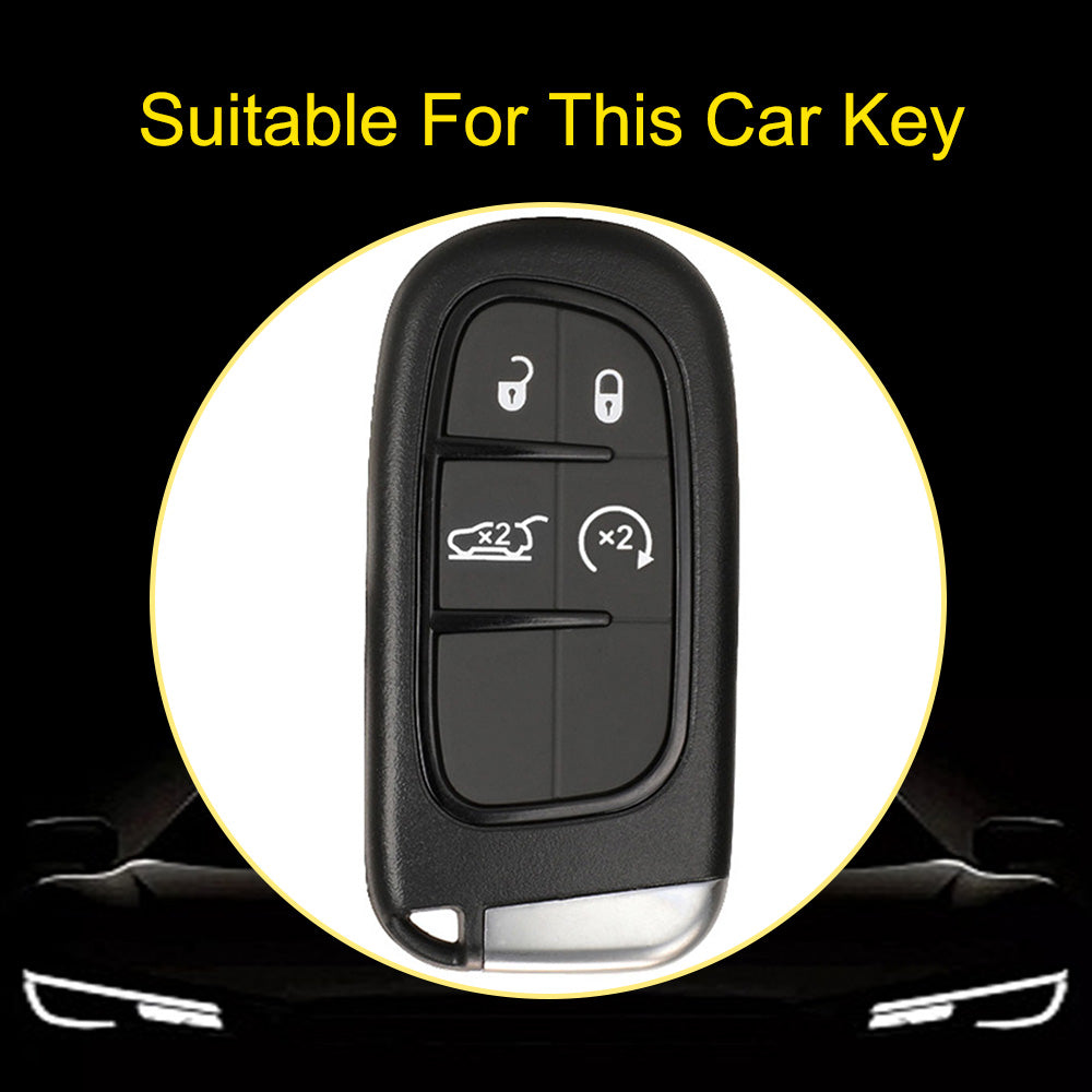JEA3T1 Black-Metal Gray Plating TPU Car Key Case Cover Shell for Jeep Renegade Compass Grand Cherokee Chrysler 300C Wrangler Dodge Ram Charger Challenger