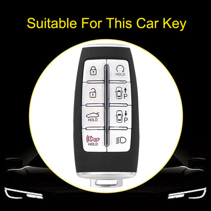 GNA4T1 Black-Silver Plating TPU Car Key Case Cover for Hyundai Genesis GV70 GV80 GV90 2020 2021 2022