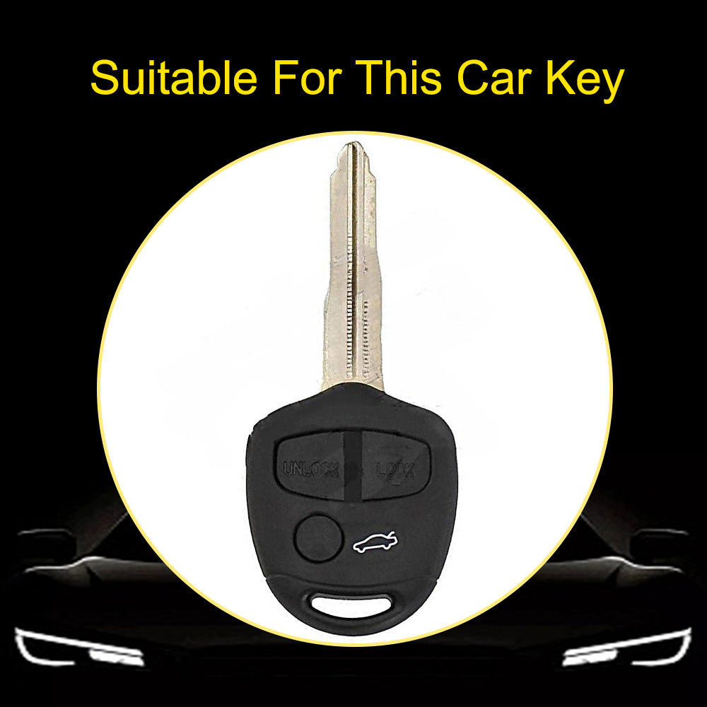 MIH1T1 Black-Silver Plating 3 BUTTON TPU Car Key Fob Cover Case for Mitsubishi Lancer Outlander Mirage Montero Pajero Shogun L200