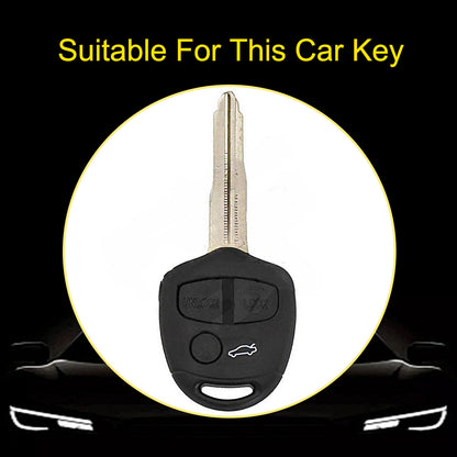 MIH1T1 Black-Silver Plating 3 BUTTON TPU Car Key Fob Cover Case for Mitsubishi Lancer Outlander Mirage Montero Pajero Shogun L200