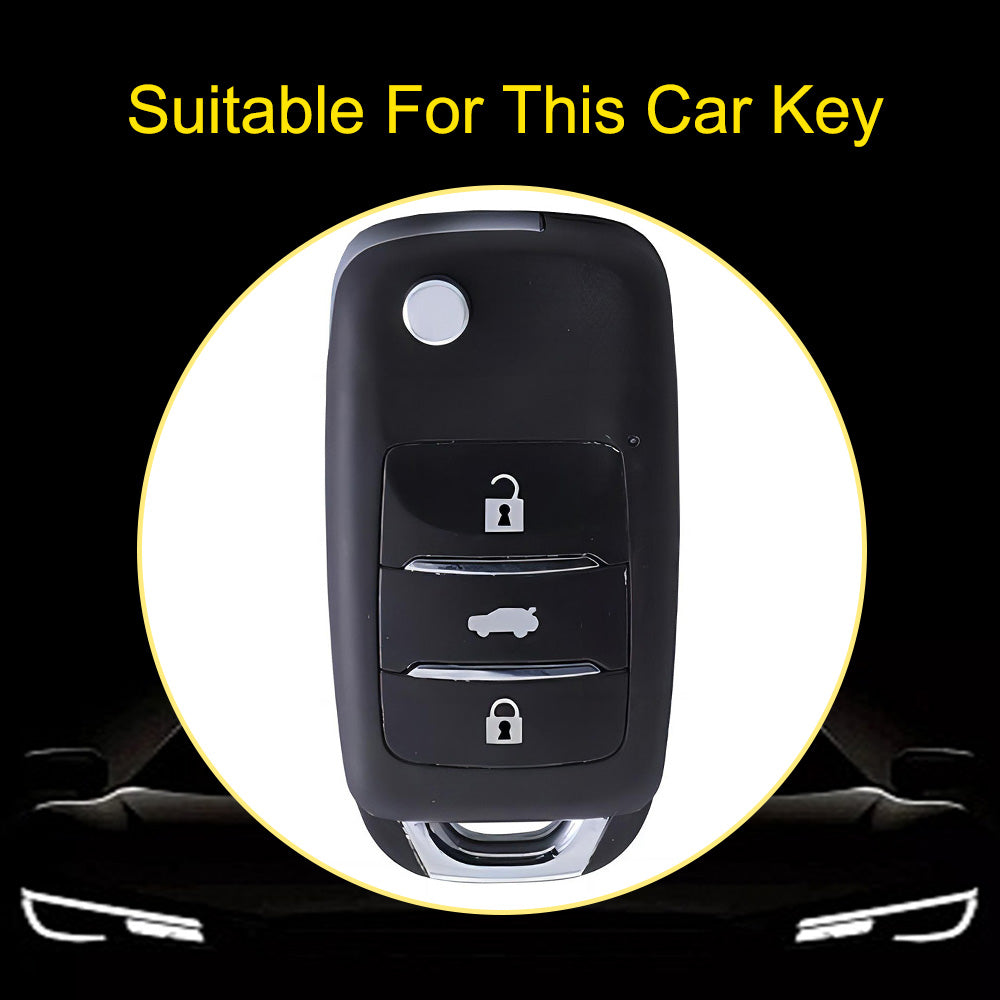 CHB1T1 Pink-Silver Plating Car Key Cover For Premium Soft TPU Car Key Case Cover  CHANGAN Benben E-Star CS15 CS35 CS55 EADO LUMIN Key Rings Keychain Bag