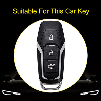 FOU3T1 Black-Silver Plating Soft Shell Fob Holder TPU Car Key Cover Case for Ford Fusion Mondeo Mustang F-150 Explorer Edge 2015 2016