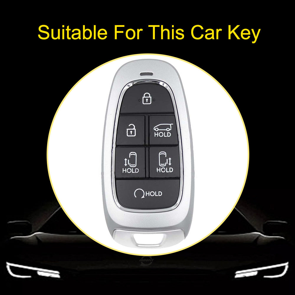 HYE9T1 Black-Gold Plating TPU Car Key Case Cover for Hyundai Santa Fe Tucson 2022 NEXO NX4 Atos Prime Solaris 2021