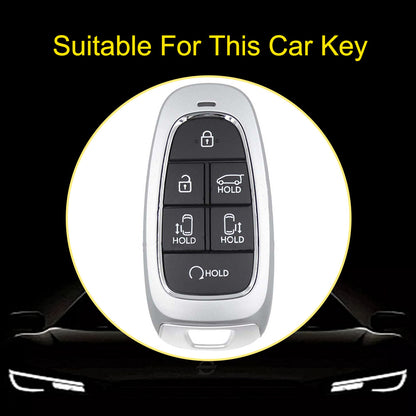 HYE9T1 Black-Gold Plating TPU Car Key Case Cover for Hyundai Santa Fe Tucson 2022 NEXO NX4 Atos Prime Solaris 2021