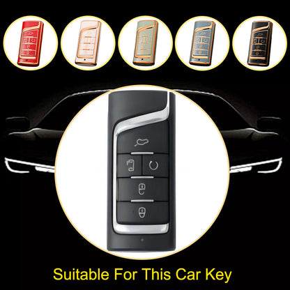 TRA1T1 Black-Silver Plating New Soft TPU Car Remote Key Case Cover Holder for GAC Trumpchi GS4 GM8 GA3 GA6 SGS7 GA4 GS5 GS3 Legend GS8 Auto Accessories