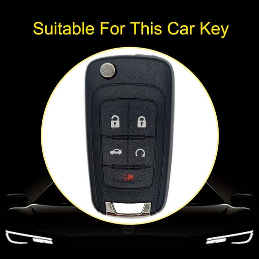 CED5T1 Purple-Silver Plating 5-Button TPU Key Cover for Chevrolet Cruze Camaro Buick Regal Excelle, Protective Key Case