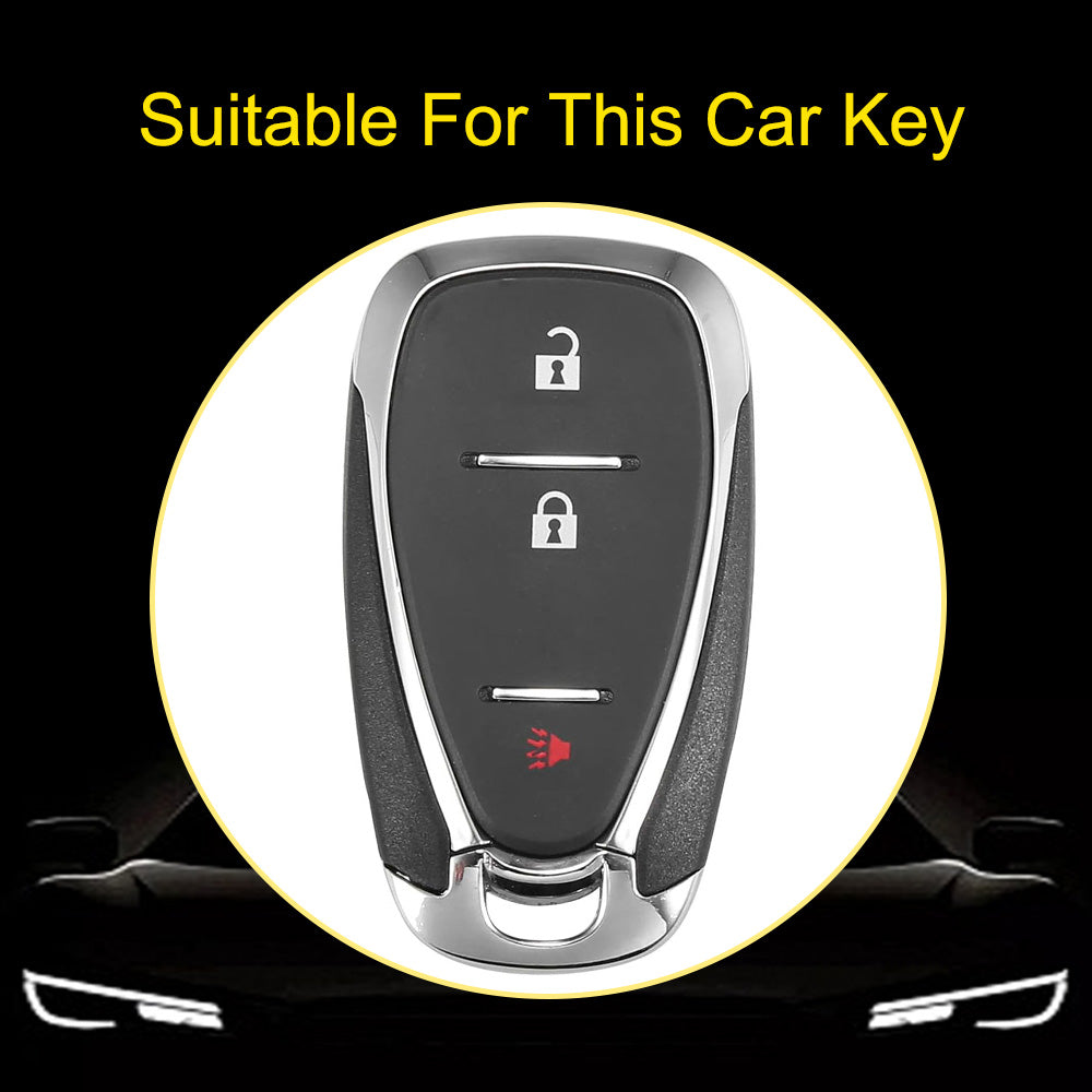 CEA1T1 Black-Silver Plating New Soft TPU Car Key Case Cover for Chevrolet Chevy Malibu Camaro Cruze Traverse Sonic Volt Bolt Equinox