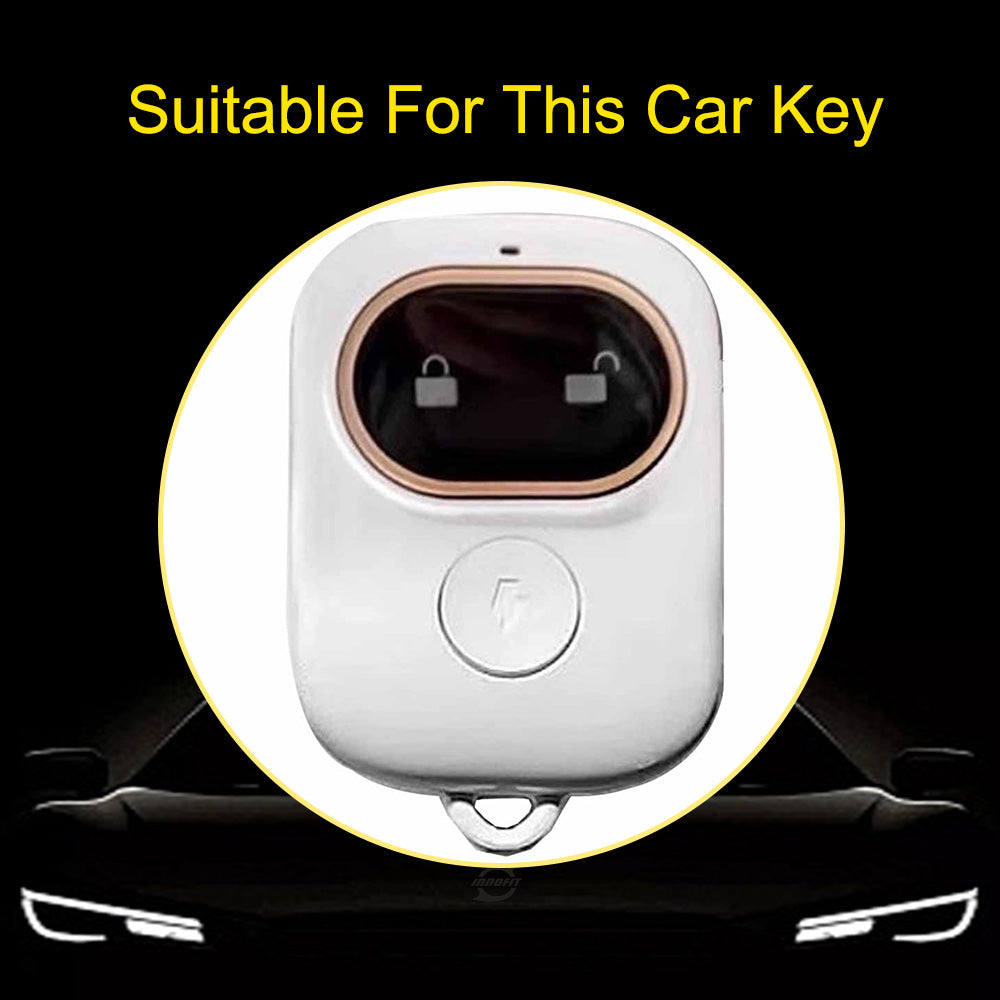 TLD1T1 White-Silver Plating TPU Car Key Cover for TAILG Electric Bike