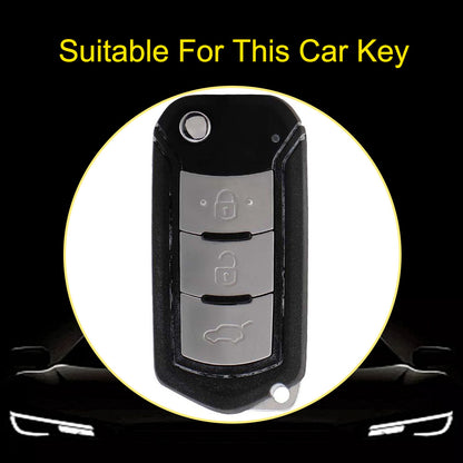 TRD1T1 Black-Gold Plating Car Key Cover New Soft TPU Car Remote Key Case Cover Holder for GAC Trumpchi GS GA3 GA5 GA6 GS4 GS8 Keyless Protector Shell Auto Accessories
