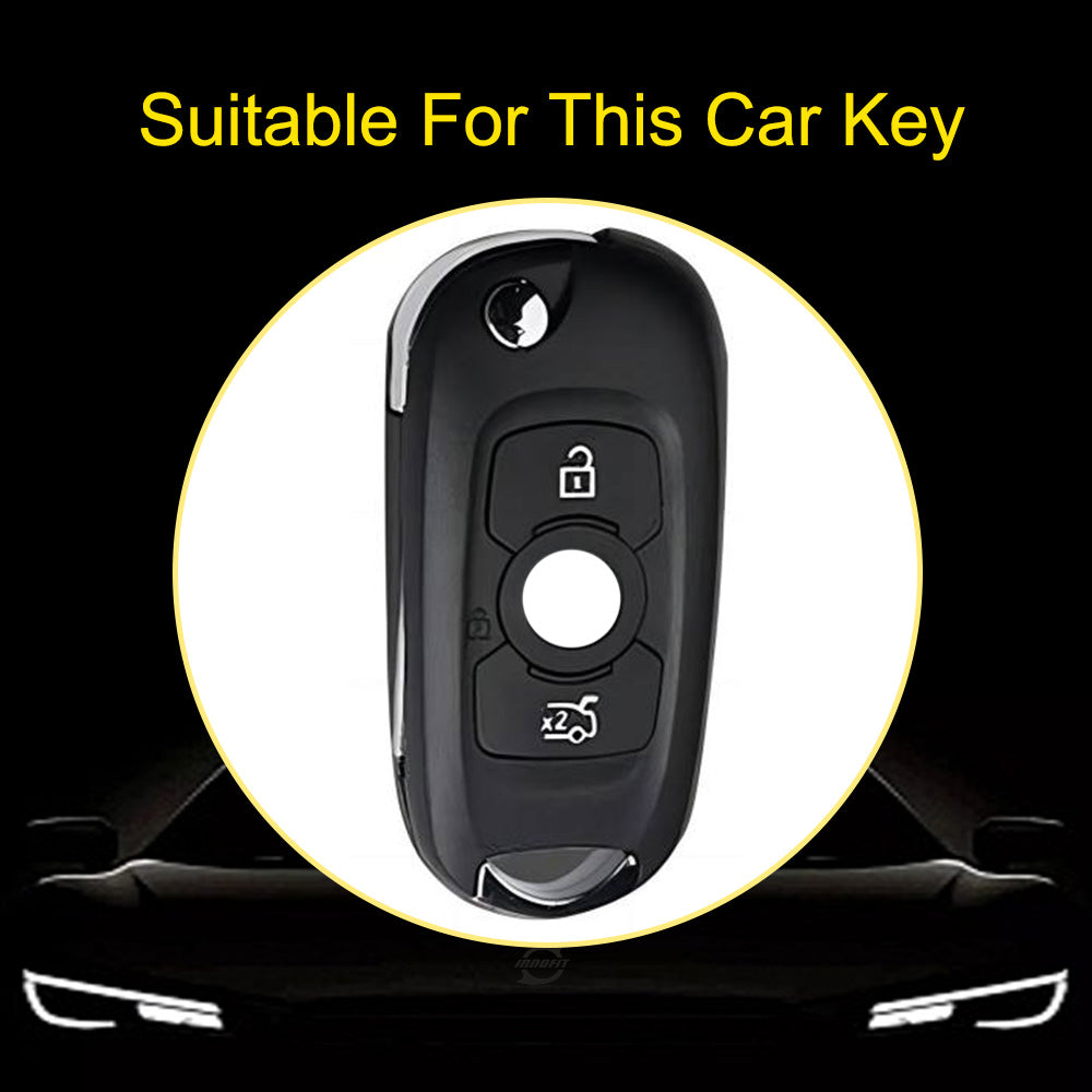 BUB1T1 Black-Silver Plating Soft TPU Car Flip Key Case Cover for Buick VERANO ENCORE GX GL6 for Opel Vauxhall Astra K Corsa E Protector Shell Accessories