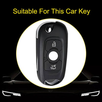 BUB1T1 Black-Silver Plating Soft TPU Car Flip Key Case Cover for Buick VERANO ENCORE GX GL6 for Opel Vauxhall Astra K Corsa E Protector Shell Accessories