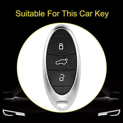 BEA1T1 White-Gold Plating Premium Soft TPU Car Key Case Cover Shell for Bestune T77 B70 21 T99 T55 T33 Pro Series Besturn Key Rings Keychain Bag