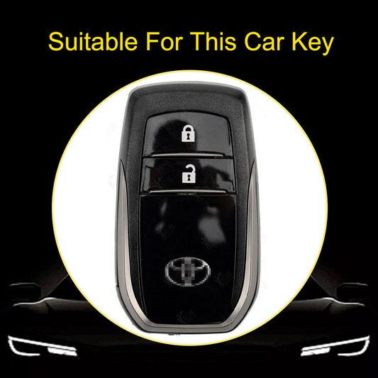 TOC2T1 White-Silver Plating TPU Car Key Case Protection Cover Smart Key Shell Fob Cover Fit for Toyota Camry Corolla Prado Levin Crown RAV4