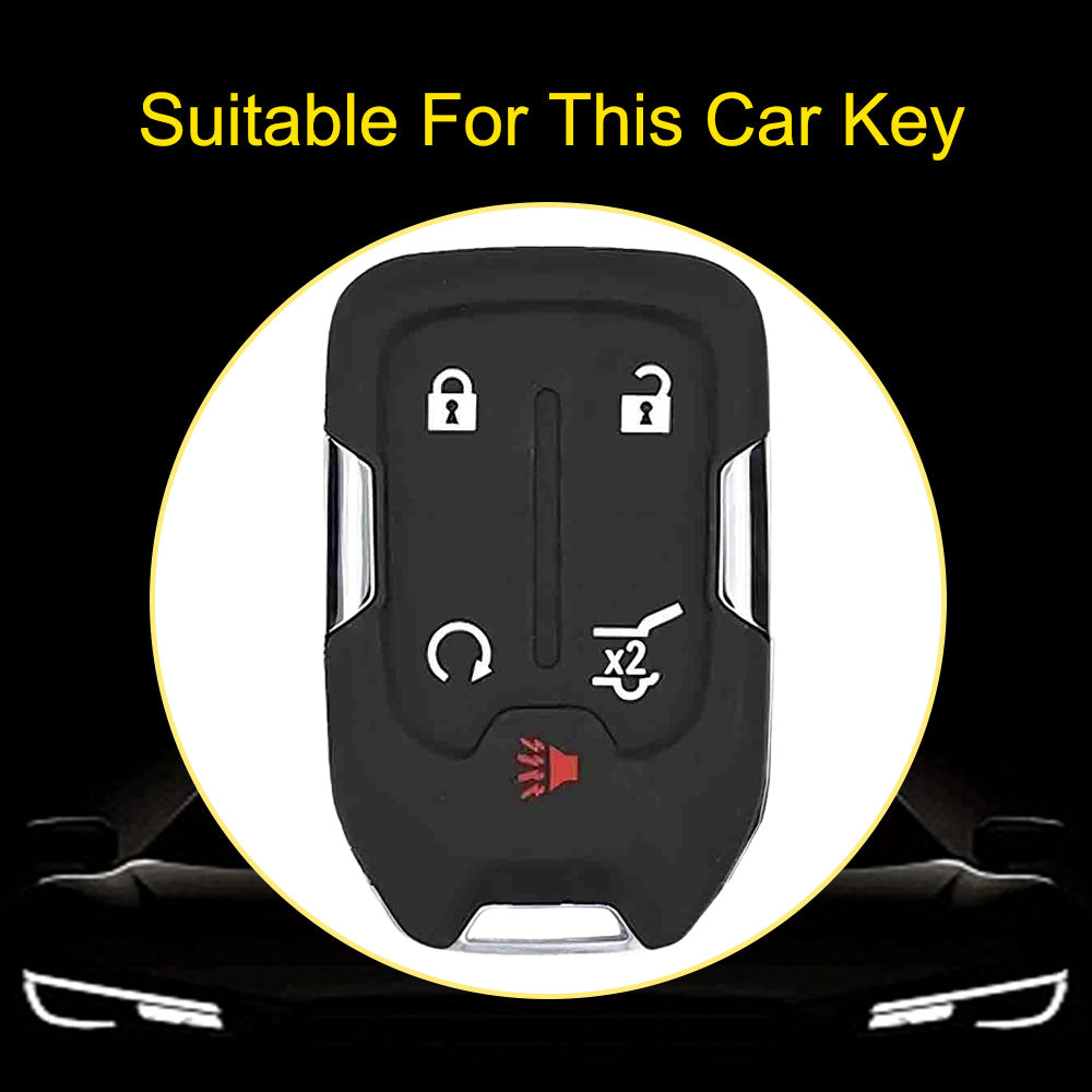 CEB3T1 Black-Gold Plating Remote Shell Fob Holder TPU Key Cover Case for Sierra Terrain Acadia Chevrolet Tahoe 2012-2016