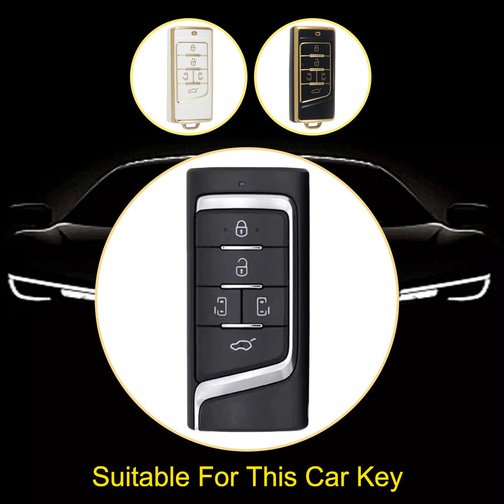 TRA3T1 Black-Gold Plating TPU Car Key Case Cover for Trumpchi GA4/8/6 GS3/GS5/4COUPE/GS8 M6 M8