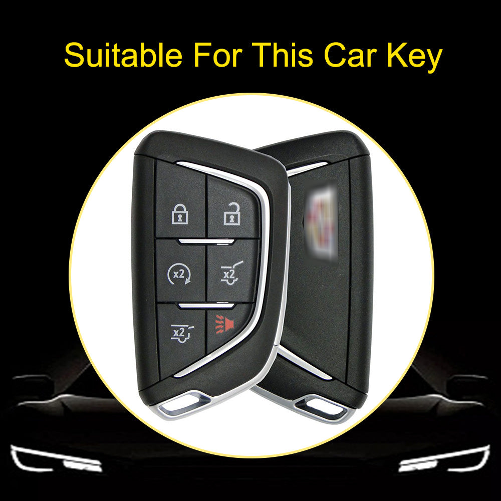 CAB2T1 Light Blue-Silver Plating TPU Car Key Case for Cadillac ATS-L XTS XT4 XT5 XT6 CTS CT6 ATS 28T SRX Escalade