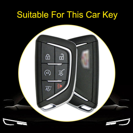 CAB2T1 Light Blue-Silver Plating TPU Car Key Case for Cadillac ATS-L XTS XT4 XT5 XT6 CTS CT6 ATS 28T SRX Escalade