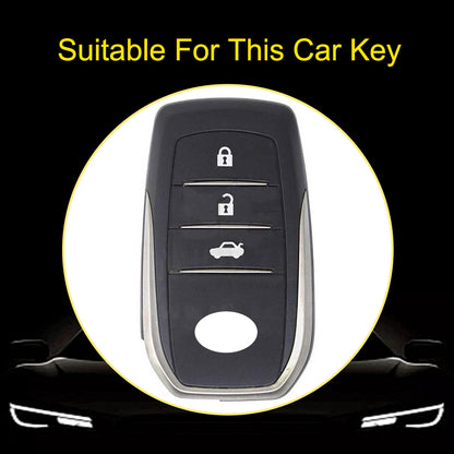 TOC1T1 Black-Silver Plating Car Key Cover For TPU Soft Car Key Fob Cover Smart Key Shell Case Protector Suitable for Toyota Corolla Camry Levin RAV4 Reiz