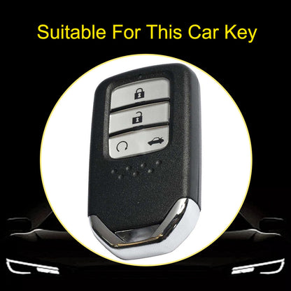 HOA8T1 Black-Silver Plating Car Key Cover New Soft TPU Car Remote Key Case Cover Shell Fob for Honda Civic Vezel City Jade Pilot Jazz BRV XRV HRV Fit Odyssey Accessories
