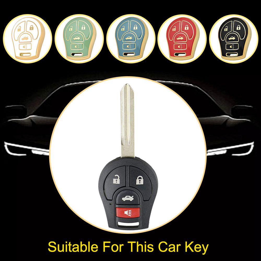 NIE4T1 Black-Silver Plating TPU Car Key Cover for Nissan Sylphy MARCH TIIDA X-TRAIL Qashqai KICKS SUNNY