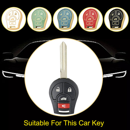 NIE4T1 Black-Silver Plating TPU Car Key Cover for Nissan Sylphy MARCH TIIDA X-TRAIL Qashqai KICKS SUNNY
