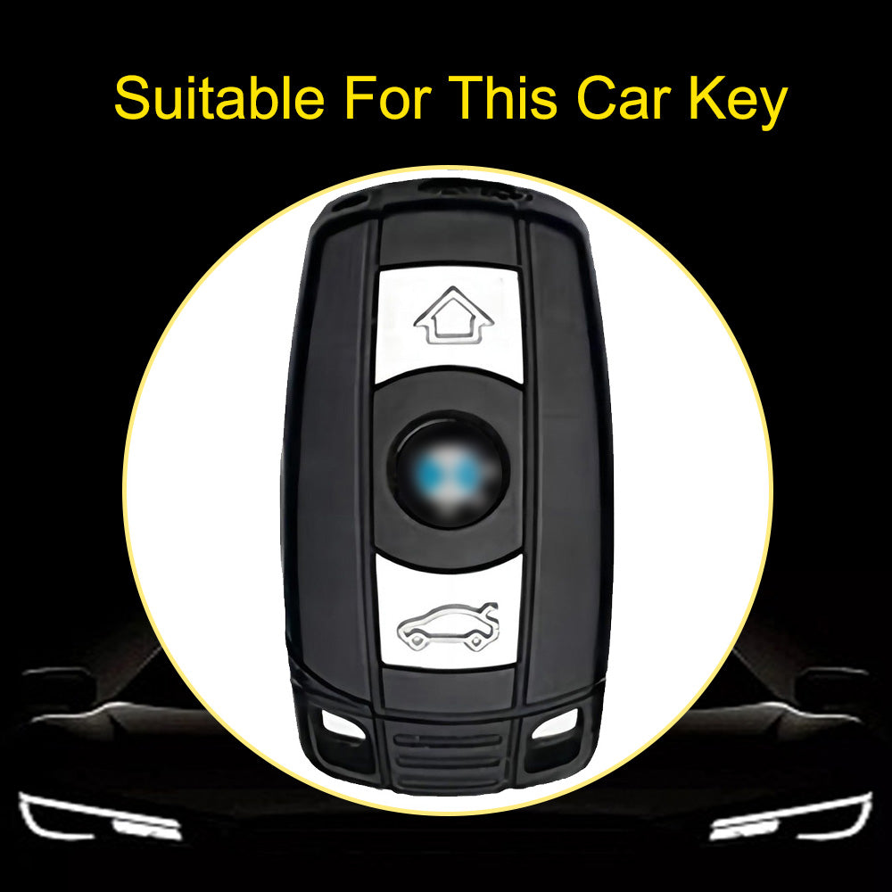 BMD1T1 White-Gold Plating Car Key Cover TPU Car Key Case Cover Shell Fob for BMW E60 E61 E70 E81 E87 E90 E91 E92 X1 X5 X3 1 3 5 6 Series Z4 Key Protection Accessories