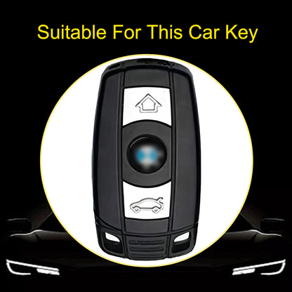 BMD1T1 White-Gold Plating Car Key Cover TPU Car Key Case Cover Shell Fob for BMW E60 E61 E70 E81 E87 E90 E91 E92 X1 X5 X3 1 3 5 6 Series Z4 Key Protection Accessories
