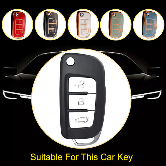 GED1T1 Black-Silver Plating Car Key Cover TPU Premium Soft Car Key Case Cover Shell for GEELY Emgrand X7 Sport GT EC Emgrand 7 LC2 GC2 Key Rings Keychain Bag Accessory