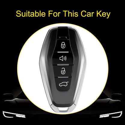 CRE1T1 White-Gold Plating Car Key Cover New TPU Car Key Case Cover for Chery Jetour X70 X90 X95 Plus Remote Shell Holder Auto Keychain Protector Accessories